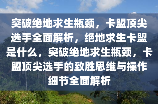 突破绝地求生瓶颈，卡盟顶尖选手全面解析，绝地求生卡盟是什么，突破绝地求生瓶颈，卡盟顶尖选手的致胜思维与操作细节全面解析