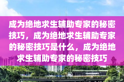 成为绝地求生辅助专家的秘密技巧，成为绝地求生辅助专家的秘密技巧是什么，成为绝地求生辅助专家的秘密技巧