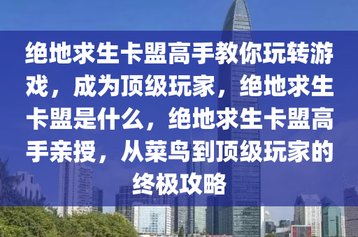 绝地求生卡盟高手教你玩转游戏，成为顶级玩家，绝地求生卡盟是什么，绝地求生卡盟高手亲授，从菜鸟到顶级玩家的终极攻略