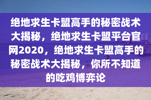 绝地求生卡盟高手的秘密战术大揭秘，绝地求生卡盟平台官网2020，绝地求生卡盟高手的秘密战术大揭秘，你所不知道的吃鸡博弈论