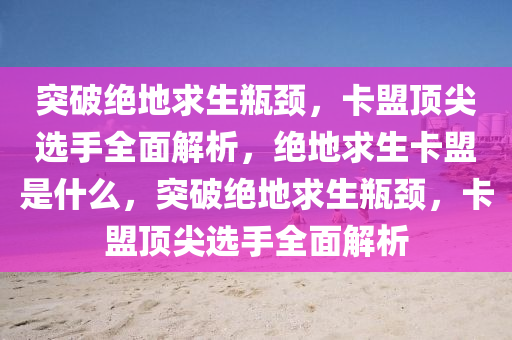 突破绝地求生瓶颈，卡盟顶尖选手全面解析，绝地求生卡盟是什么，突破绝地求生瓶颈，卡盟顶尖选手全面解析