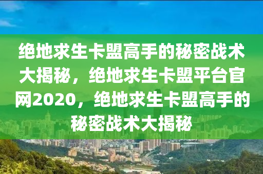 绝地求生卡盟高手的秘密战术大揭秘，绝地求生卡盟平台官网2020，绝地求生卡盟高手的秘密战术大揭秘