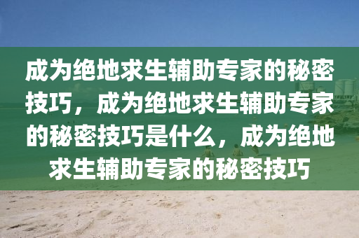 成为绝地求生辅助专家的秘密技巧，成为绝地求生辅助专家的秘密技巧是什么，成为绝地求生辅助专家的秘密技巧