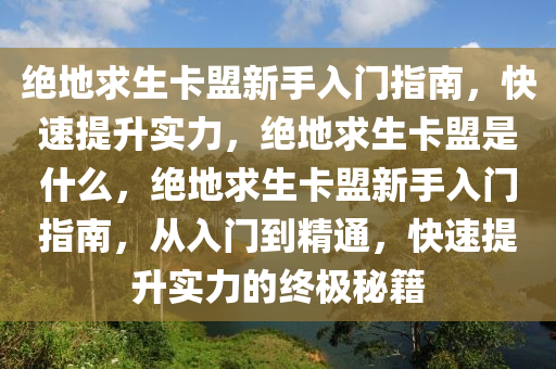 绝地求生卡盟新手入门指南，快速提升实力，绝地求生卡盟是什么，绝地求生卡盟新手入门指南，从入门到精通，快速提升实力的终极秘籍