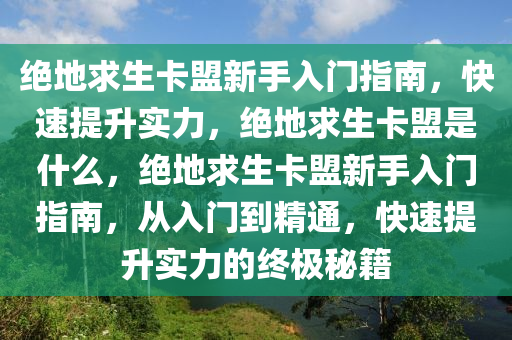绝地求生卡盟新手入门指南，快速提升实力，绝地求生卡盟是什么，绝地求生卡盟新手入门指南，从入门到精通，快速提升实力的终极秘籍