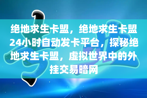 绝地求生卡盟，绝地求生卡盟24小时自动发卡平台，探秘绝地求生卡盟，虚拟世界中的外挂交易暗网