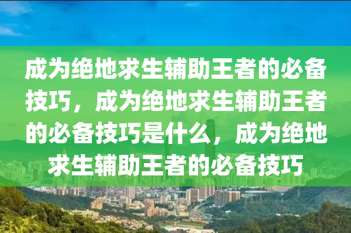 成为绝地求生辅助王者的必备技巧，成为绝地求生辅助王者的必备技巧是什么，成为绝地求生辅助王者的必备技巧