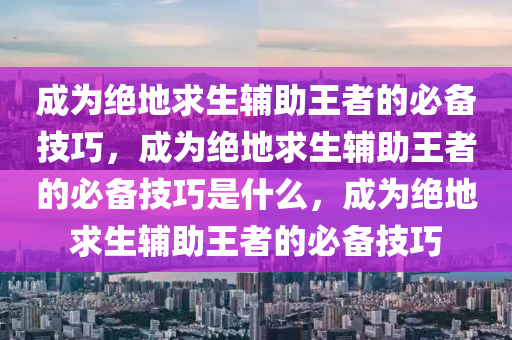 成为绝地求生辅助王者的必备技巧，成为绝地求生辅助王者的必备技巧是什么，成为绝地求生辅助王者的必备技巧