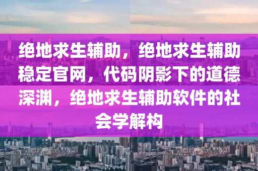 绝地求生辅助，绝地求生辅助稳定官网，代码阴影下的道德深渊，绝地求生辅助软件的社会学解构
