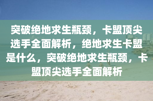 突破绝地求生瓶颈，卡盟顶尖选手全面解析，绝地求生卡盟是什么，突破绝地求生瓶颈，卡盟顶尖选手全面解析