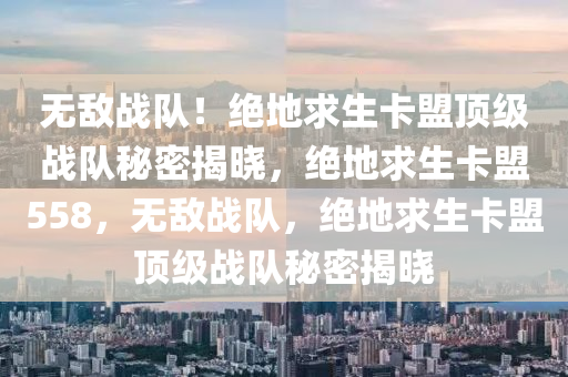 无敌战队！绝地求生卡盟顶级战队秘密揭晓，绝地求生卡盟558，无敌战队，绝地求生卡盟顶级战队秘密揭晓