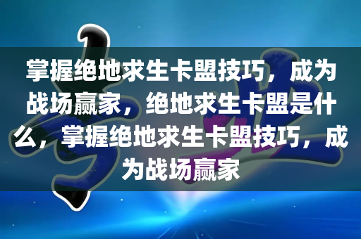 掌握绝地求生卡盟技巧，成为战场赢家，绝地求生卡盟是什么，掌握绝地求生卡盟技巧，成为战场赢家