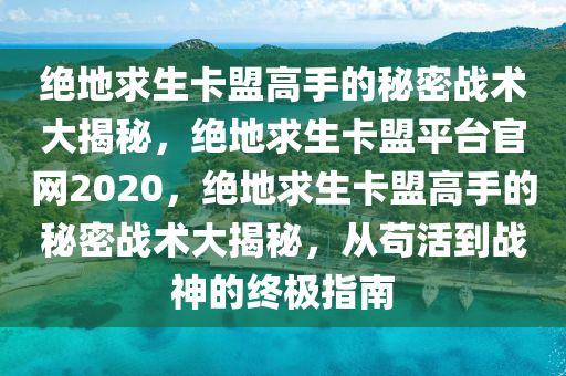 绝地求生卡盟高手的秘密战术大揭秘，绝地求生卡盟平台官网2020，绝地求生卡盟高手的秘密战术大揭秘，从苟活到战神的终极指南