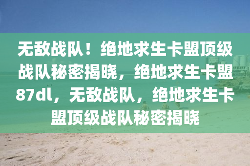 无敌战队！绝地求生卡盟顶级战队秘密揭晓，绝地求生卡盟87dl，无敌战队，绝地求生卡盟顶级战队秘密揭晓