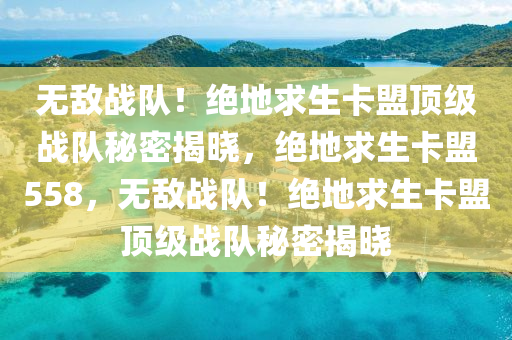 无敌战队！绝地求生卡盟顶级战队秘密揭晓，绝地求生卡盟558，无敌战队！绝地求生卡盟顶级战队秘密揭晓