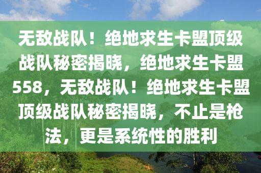 无敌战队！绝地求生卡盟顶级战队秘密揭晓，绝地求生卡盟558，无敌战队！绝地求生卡盟顶级战队秘密揭晓，不止是枪法，更是系统性的胜利