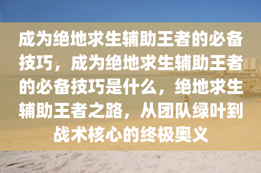 成为绝地求生辅助王者的必备技巧，成为绝地求生辅助王者的必备技巧是什么，绝地求生辅助王者之路，从团队绿叶到战术核心的终极奥义