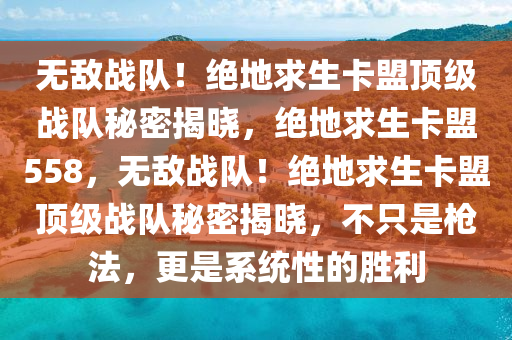 无敌战队！绝地求生卡盟顶级战队秘密揭晓，绝地求生卡盟558，无敌战队！绝地求生卡盟顶级战队秘密揭晓，不只是枪法，更是系统性的胜利