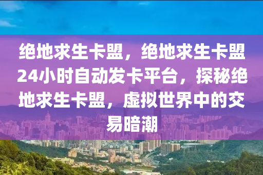 绝地求生卡盟，绝地求生卡盟24小时自动发卡平台，探秘绝地求生卡盟，虚拟世界中的交易暗潮