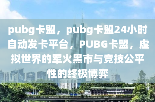 pubg卡盟，pubg卡盟24小时自动发卡平台，PUBG卡盟，虚拟世界的军火黑市与竞技公平性的终极博弈