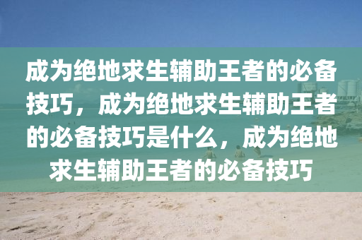 成为绝地求生辅助王者的必备技巧，成为绝地求生辅助王者的必备技巧是什么，成为绝地求生辅助王者的必备技巧