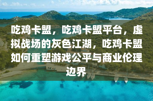 吃鸡卡盟，吃鸡卡盟平台，虚拟战场的灰色江湖，吃鸡卡盟如何重塑游戏公平与商业伦理边界