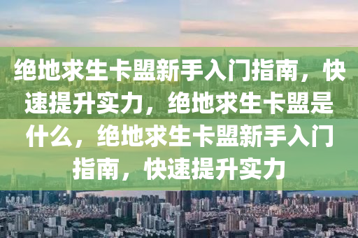 绝地求生卡盟新手入门指南，快速提升实力，绝地求生卡盟是什么，绝地求生卡盟新手入门指南，快速提升实力