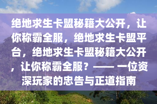绝地求生卡盟秘籍大公开，让你称霸全服，绝地求生卡盟平台，绝地求生卡盟秘籍大公开，让你称霸全服？—— 一位资深玩家的忠告与正道指南