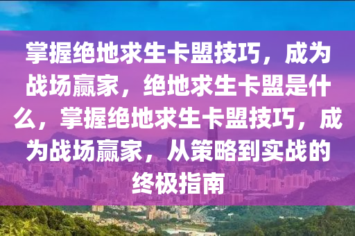 掌握绝地求生卡盟技巧，成为战场赢家，绝地求生卡盟是什么，掌握绝地求生卡盟技巧，成为战场赢家，从策略到实战的终极指南