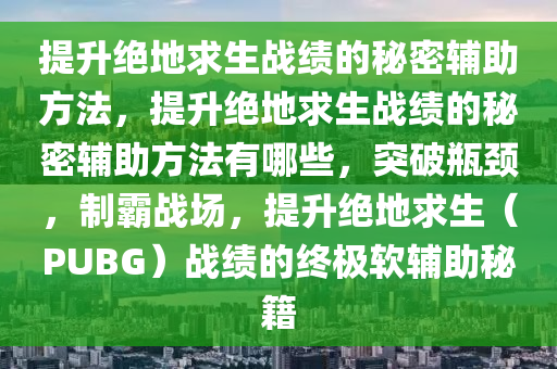 提升绝地求生战绩的秘密辅助方法，提升绝地求生战绩的秘密辅助方法有哪些，突破瓶颈，制霸战场，提升绝地求生（PUBG）战绩的终极软辅助秘籍