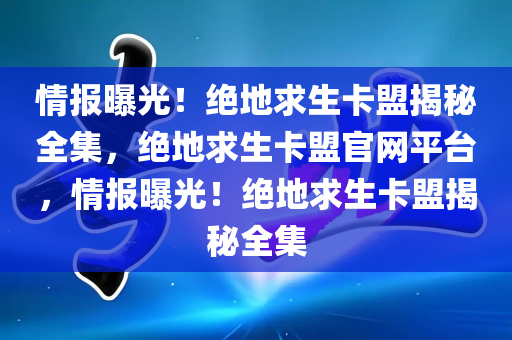 情报曝光！绝地求生卡盟揭秘全集，绝地求生卡盟官网平台，情报曝光！绝地求生卡盟揭秘全集