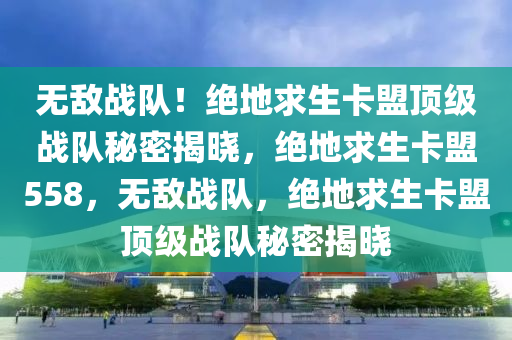无敌战队！绝地求生卡盟顶级战队秘密揭晓，绝地求生卡盟558，无敌战队，绝地求生卡盟顶级战队秘密揭晓