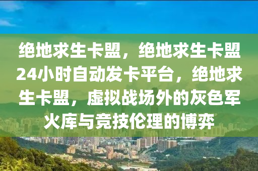 绝地求生卡盟，绝地求生卡盟24小时自动发卡平台，绝地求生卡盟，虚拟战场外的灰色军火库与竞技伦理的博弈