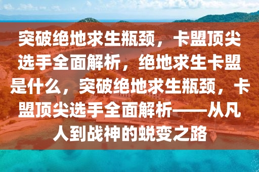 突破绝地求生瓶颈，卡盟顶尖选手全面解析，绝地求生卡盟是什么，突破绝地求生瓶颈，卡盟顶尖选手全面解析——从凡人到战神的蜕变之路
