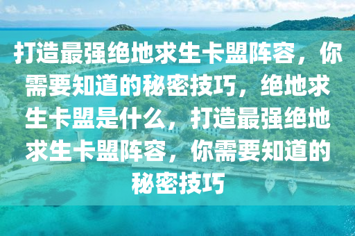 打造最强绝地求生卡盟阵容，你需要知道的秘密技巧，绝地求生卡盟是什么，打造最强绝地求生卡盟阵容，你需要知道的秘密技巧