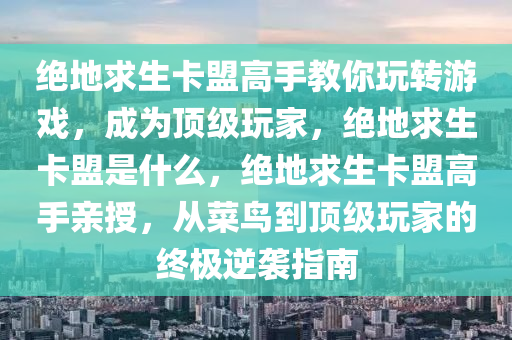 绝地求生卡盟高手教你玩转游戏，成为顶级玩家，绝地求生卡盟是什么，绝地求生卡盟高手亲授，从菜鸟到顶级玩家的终极逆袭指南
