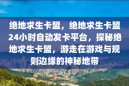 绝地求生卡盟，绝地求生卡盟24小时自动发卡平台，探秘绝地求生卡盟，游走在游戏与规则边缘的神秘地带