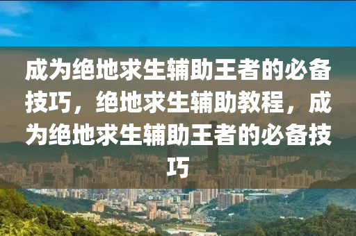 成为绝地求生辅助王者的必备技巧，绝地求生辅助教程，成为绝地求生辅助王者的必备技巧