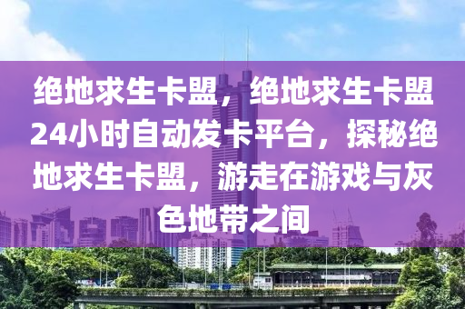 绝地求生卡盟，绝地求生卡盟24小时自动发卡平台，探秘绝地求生卡盟，游走在游戏与灰色地带之间