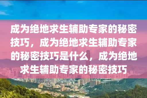 成为绝地求生辅助专家的秘密技巧，成为绝地求生辅助专家的秘密技巧是什么，成为绝地求生辅助专家的秘密技巧