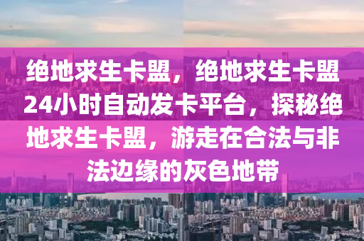 绝地求生卡盟，绝地求生卡盟24小时自动发卡平台，探秘绝地求生卡盟，游走在合法与非法边缘的灰色地带