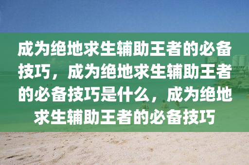 成为绝地求生辅助王者的必备技巧，成为绝地求生辅助王者的必备技巧是什么，成为绝地求生辅助王者的必备技巧