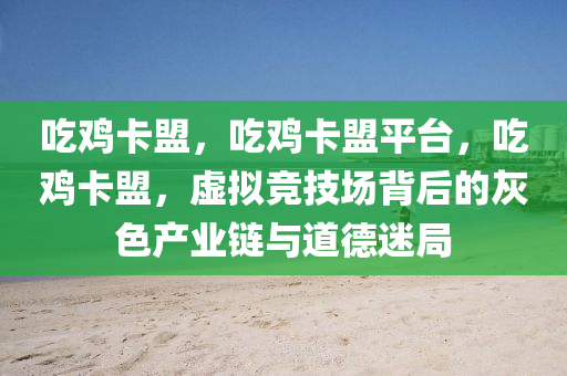 吃鸡卡盟，吃鸡卡盟平台，吃鸡卡盟，虚拟竞技场背后的灰色产业链与道德迷局