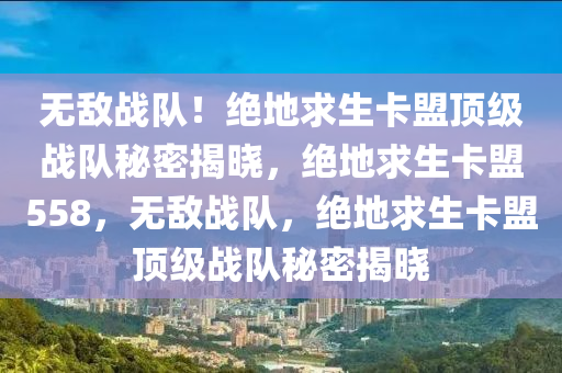 无敌战队！绝地求生卡盟顶级战队秘密揭晓，绝地求生卡盟558，无敌战队，绝地求生卡盟顶级战队秘密揭晓