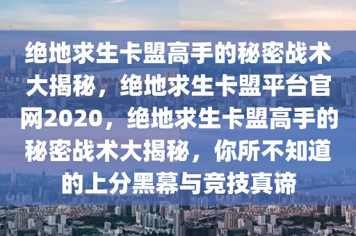 绝地求生卡盟高手的秘密战术大揭秘，绝地求生卡盟平台官网2020，绝地求生卡盟高手的秘密战术大揭秘，你所不知道的上分黑幕与竞技真谛