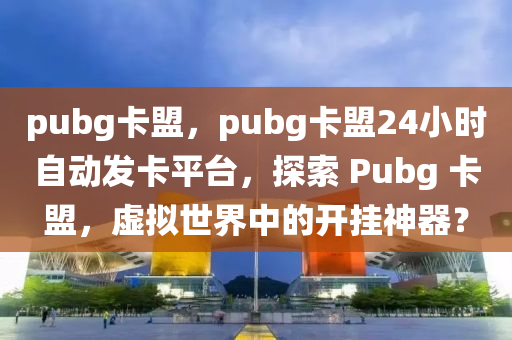 pubg卡盟，pubg卡盟24小时自动发卡平台，探索 Pubg 卡盟，虚拟世界中的开挂神器？