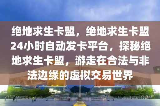 绝地求生卡盟，绝地求生卡盟24小时自动发卡平台，探秘绝地求生卡盟，游走在合法与非法边缘的虚拟交易世界