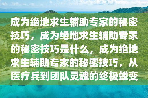 成为绝地求生辅助专家的秘密技巧，成为绝地求生辅助专家的秘密技巧是什么，成为绝地求生辅助专家的秘密技巧，从医疗兵到团队灵魂的终极蜕变