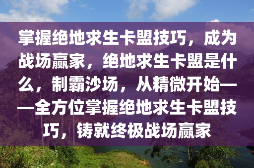 掌握绝地求生卡盟技巧，成为战场赢家，绝地求生卡盟是什么，制霸沙场，从精微开始——全方位掌握绝地求生卡盟技巧，铸就终极战场赢家