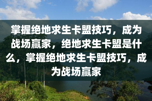 掌握绝地求生卡盟技巧，成为战场赢家，绝地求生卡盟是什么，掌握绝地求生卡盟技巧，成为战场赢家